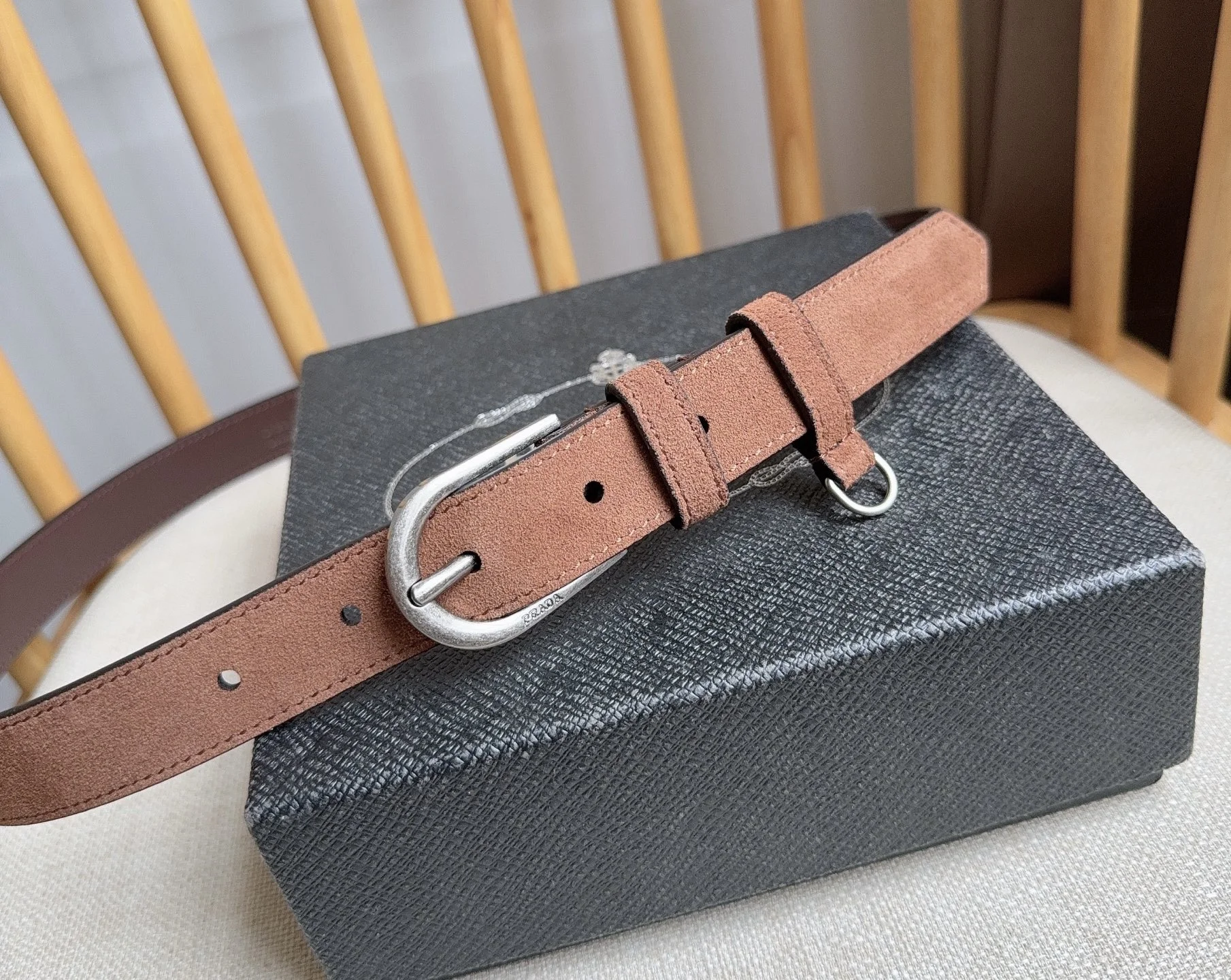 PRADA Belts Suede Leather 2.5cm Width A70202608050519 - Image 7