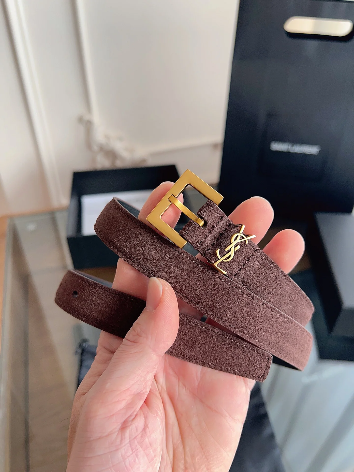 SAINT LAURENT Belts Calf Leather One Size 2.0cm Width A60202608050240 - Image 2