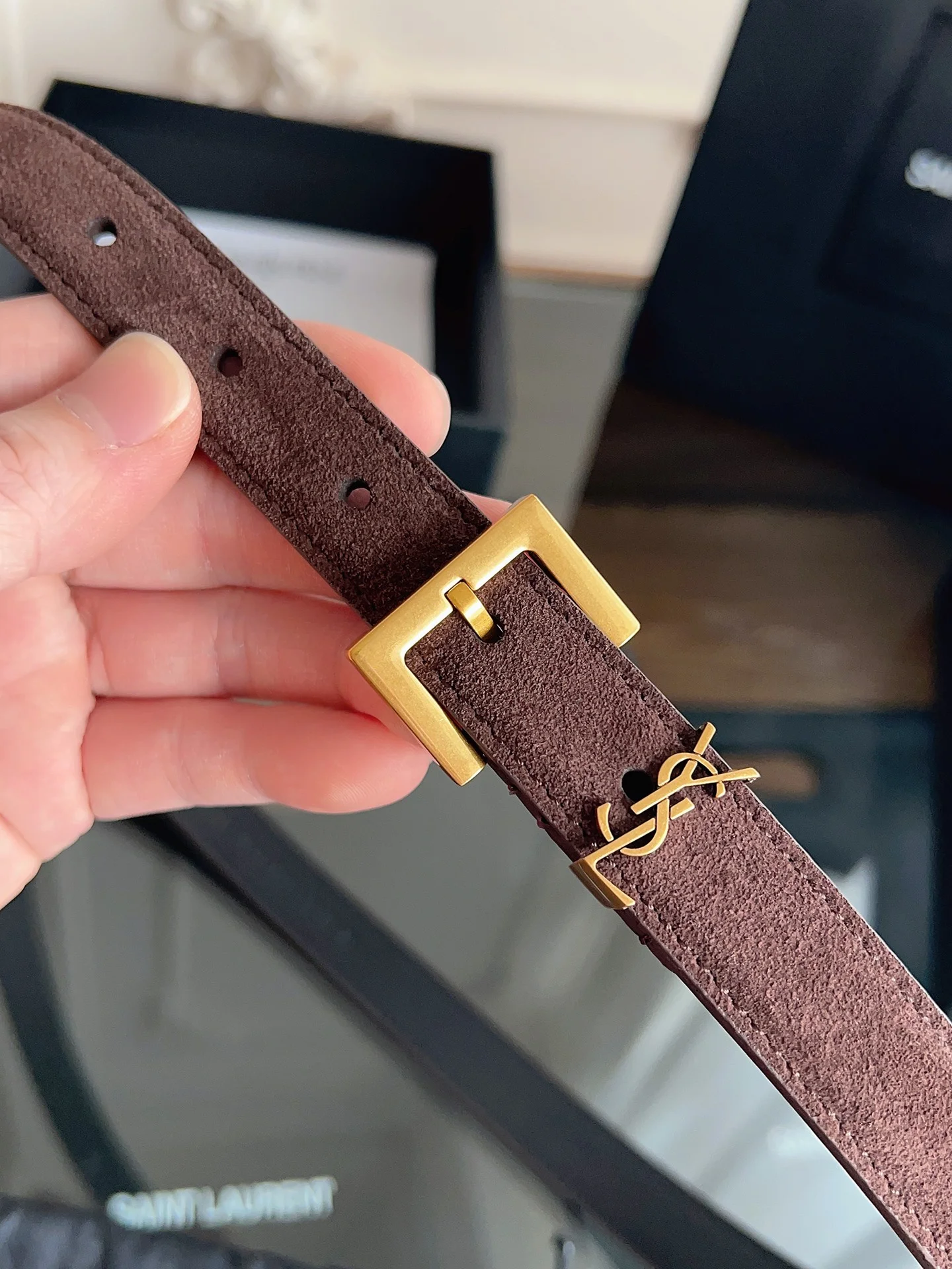 SAINT LAURENT Belts Calf Leather One Size 2.0cm Width A60202608050240 - Image 3