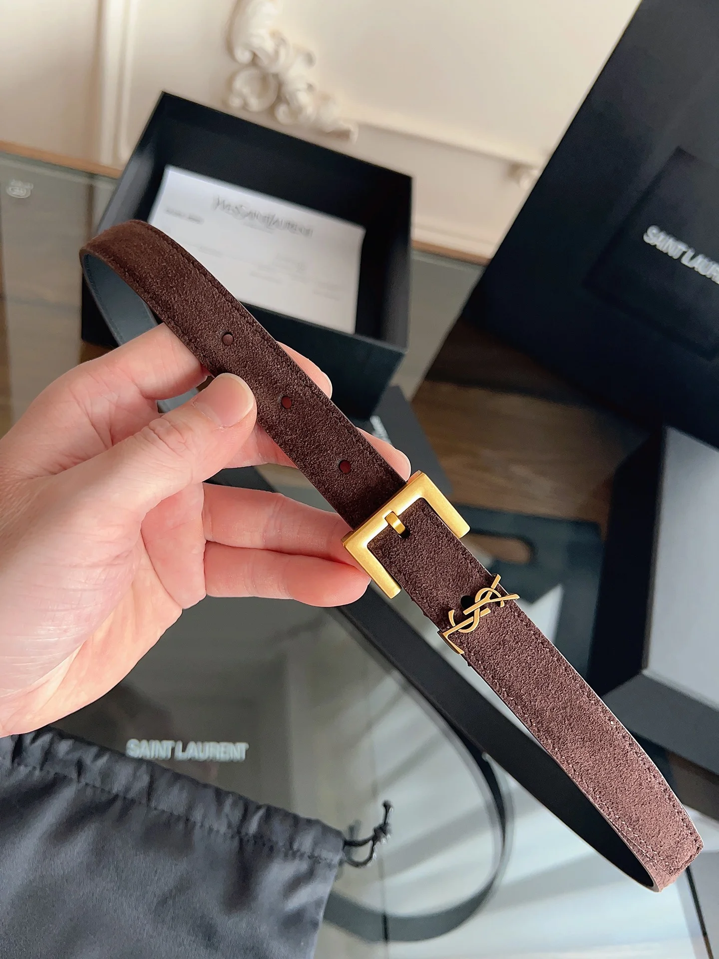 SAINT LAURENT Belts Calf Leather One Size 2.0cm Width A60202608050240 - Image 5