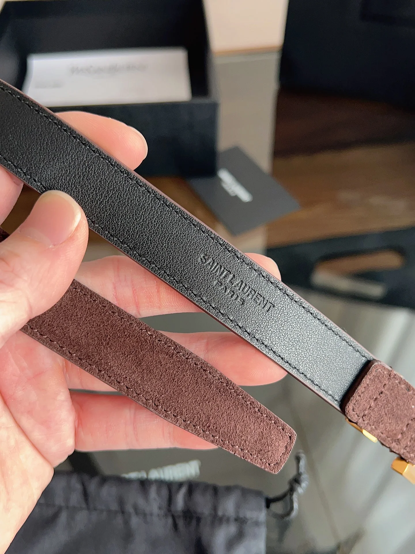 SAINT LAURENT Belts Calf Leather One Size 2.0cm Width A60202608050240 - Image 6