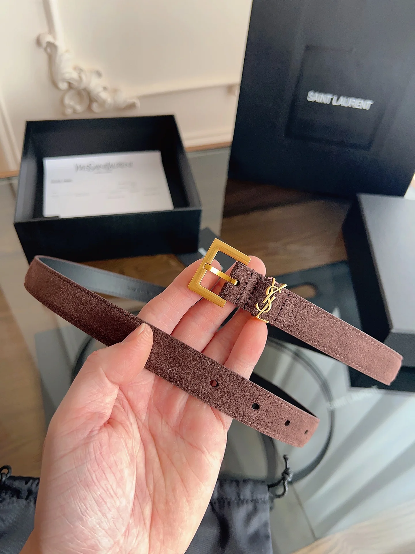SAINT LAURENT Belts Calf Leather One Size 2.0cm Width A60202608050240 - Image 8