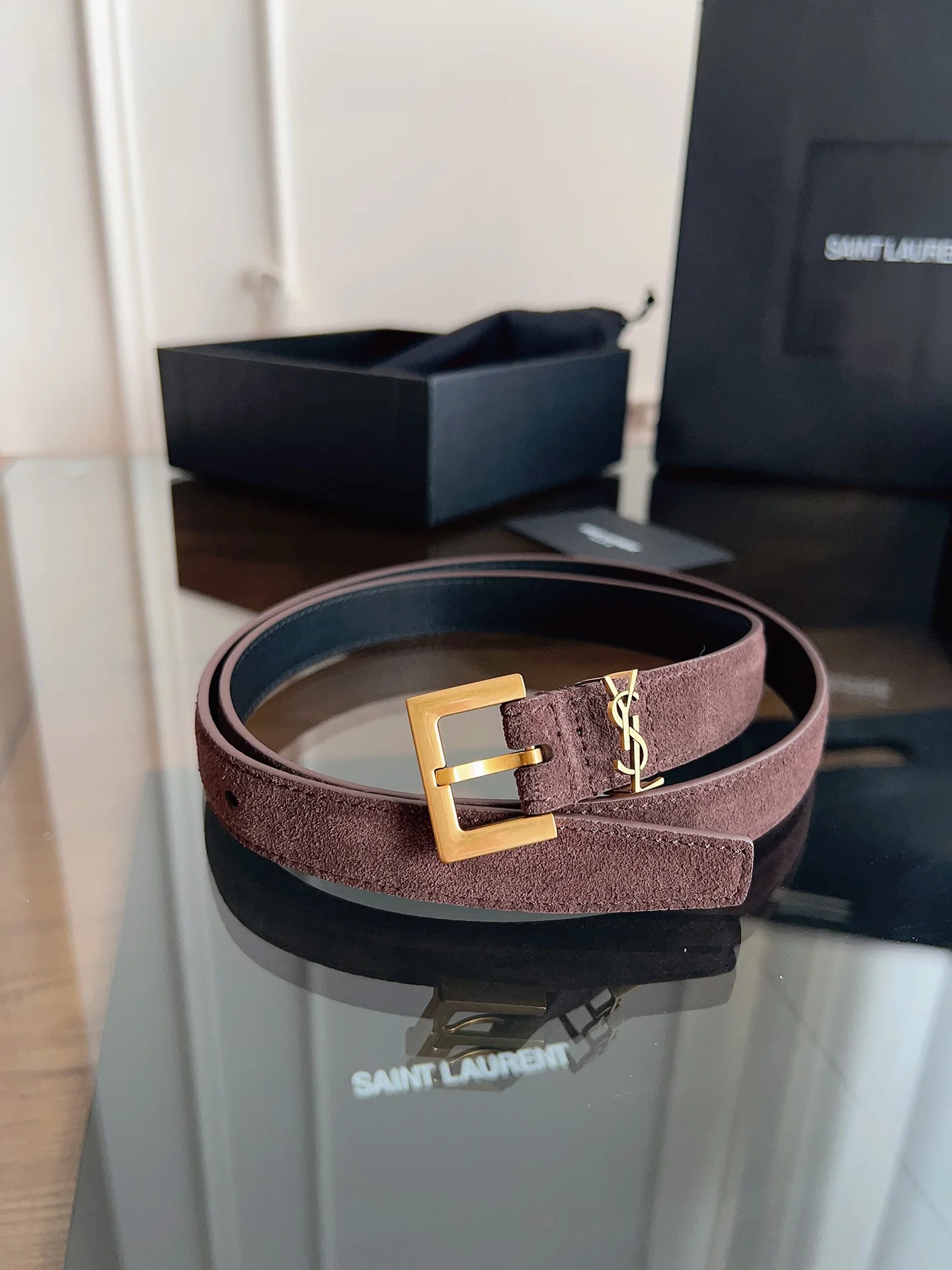 SAINT LAURENT Belts Calf Leather One Size 2.0cm Width A60202608050240 - Image 9