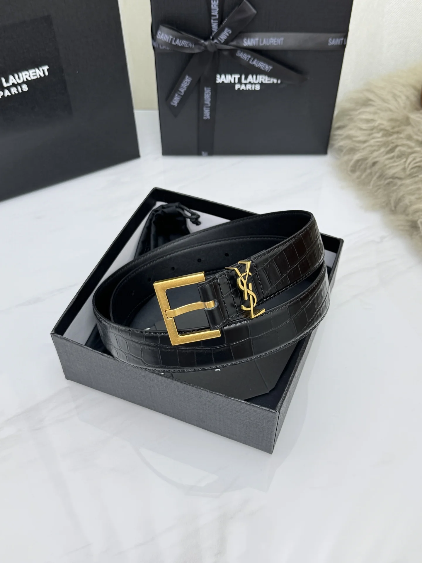 SAINT LAURENT Belts Leather 3.0cm Width A60202608050497