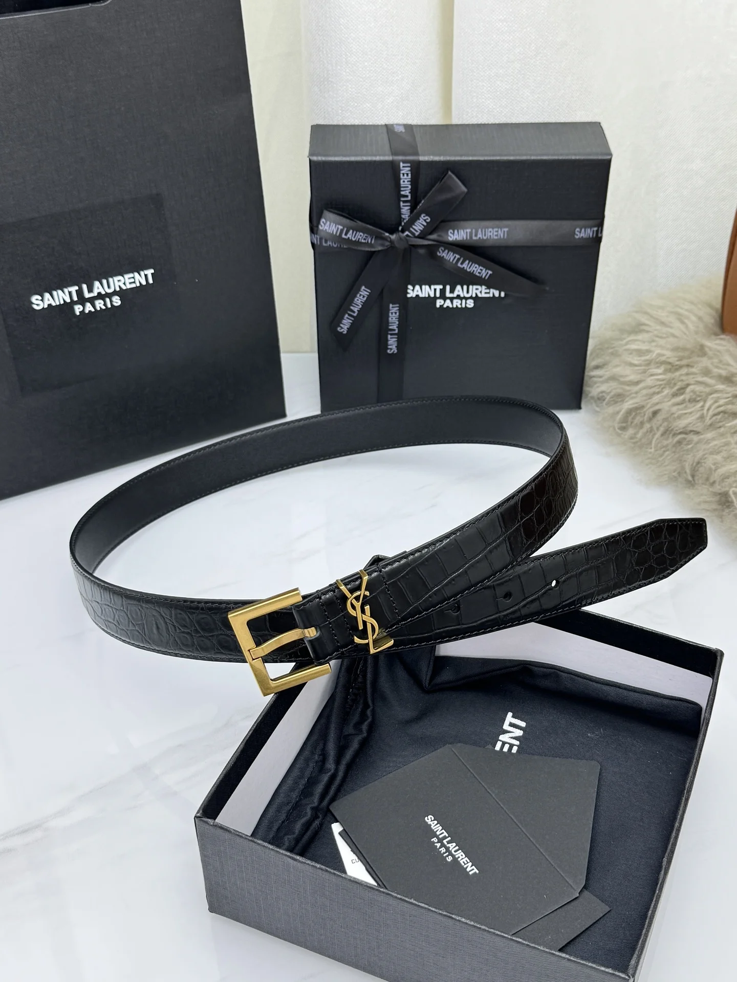 SAINT LAURENT Belts Leather 3.0cm Width A60202608050497 - Image 2