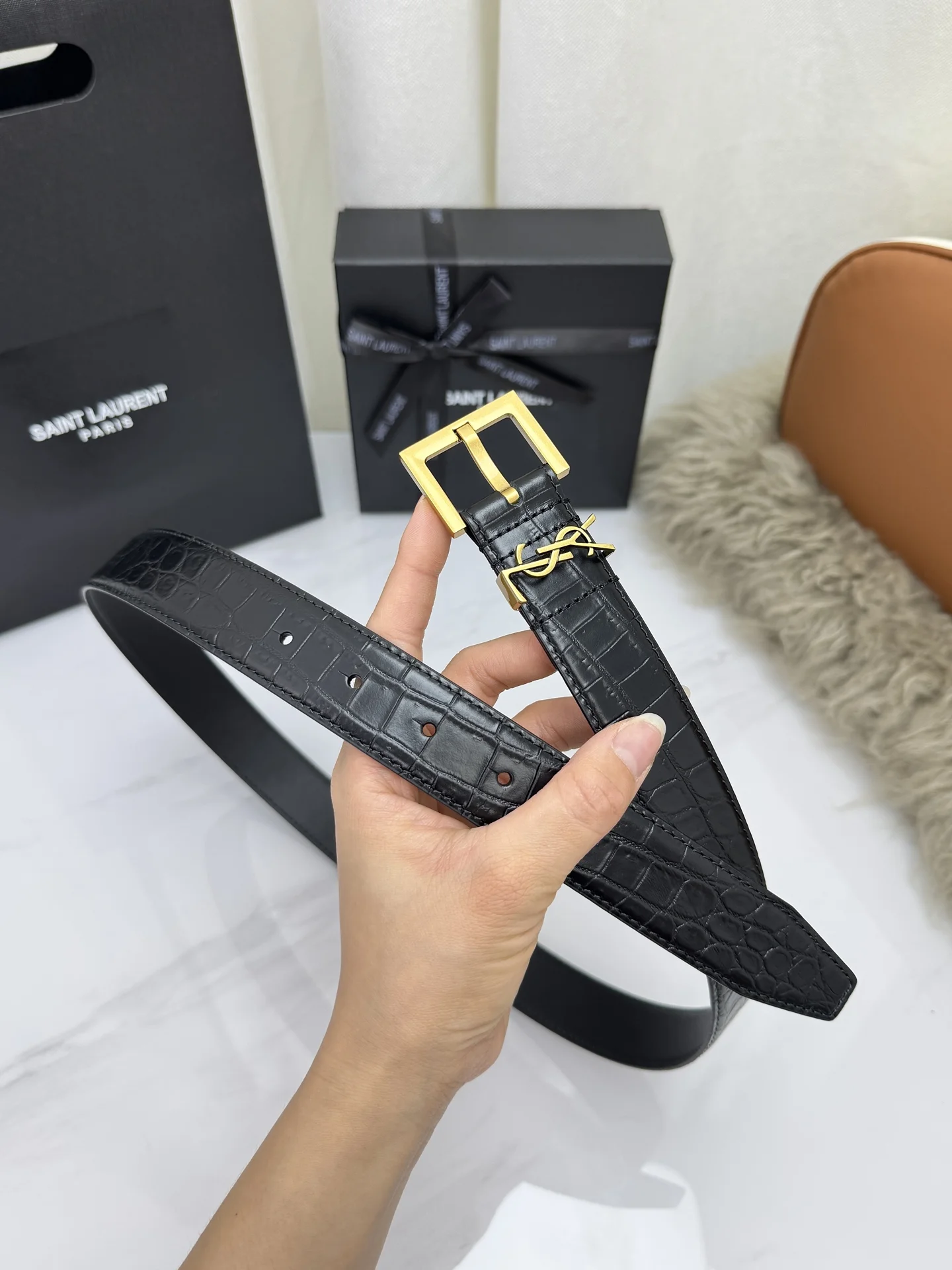 SAINT LAURENT Belts Leather 3.0cm Width A60202608050497 - Image 4