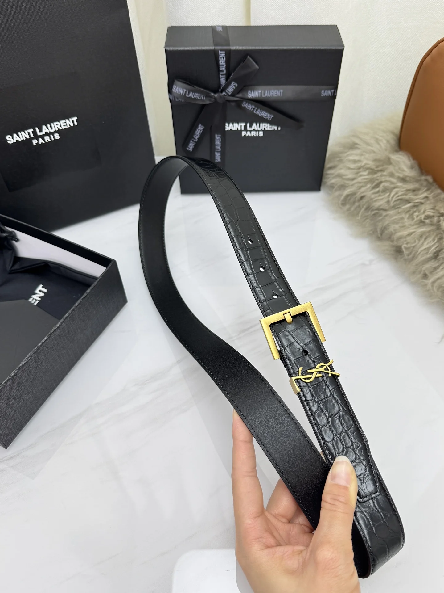 SAINT LAURENT Belts Leather 3.0cm Width A60202608050497 - Image 8
