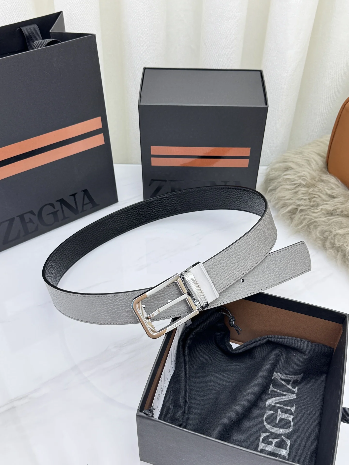 ZEGNA Belts Calf Leather One Size 3.5cm Width A70202608050111