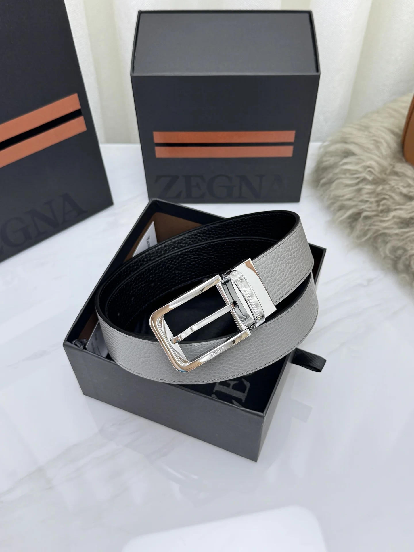 ZEGNA Belts Calf Leather One Size 3.5cm Width A70202608050111 - Image 4