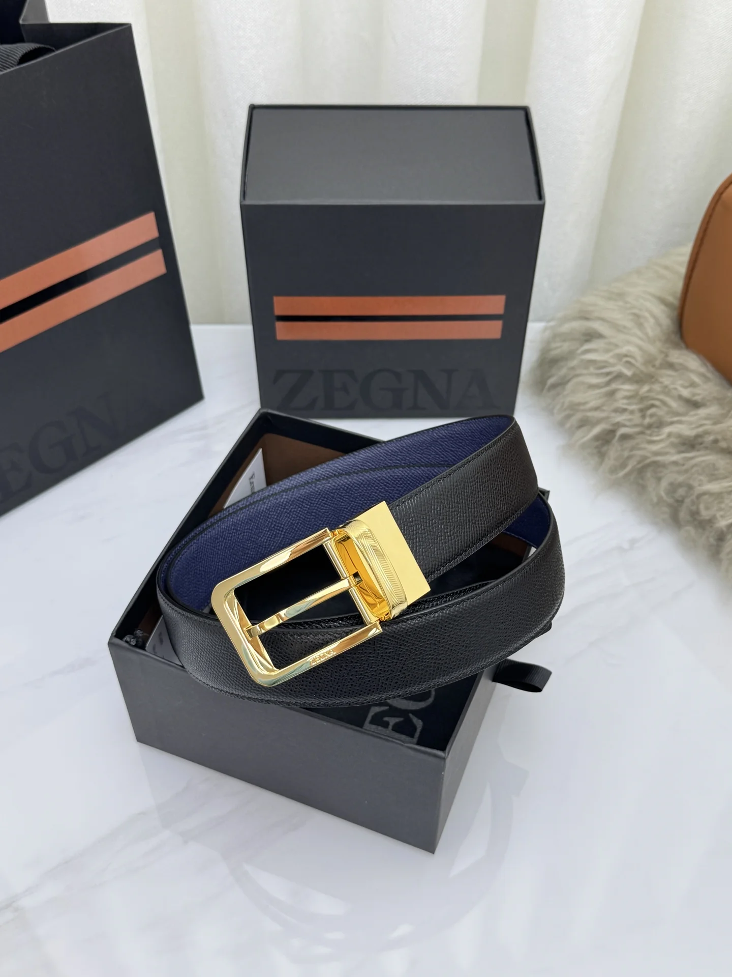 ZEGNA Belts Calf Leather One Size 3.5cm Width A70202608050112