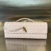 BOTTEGA VENETA Clutches Bags Woven Lambskin Leather Beige-Gold 31X13X3CM F80202609090047