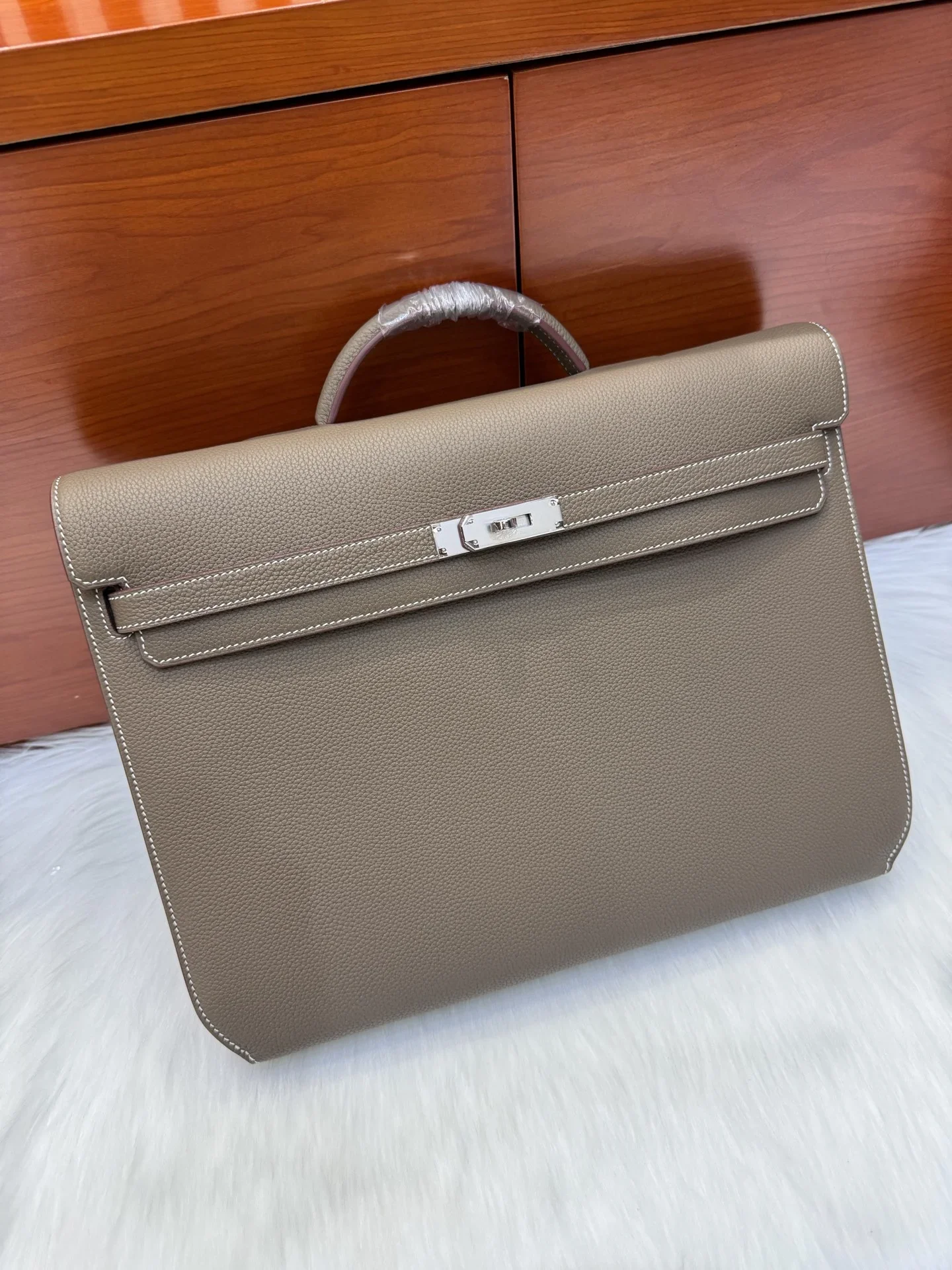 HERMES Briefcases Bags Taupe-Silver 36X29X5CM A850202609090220