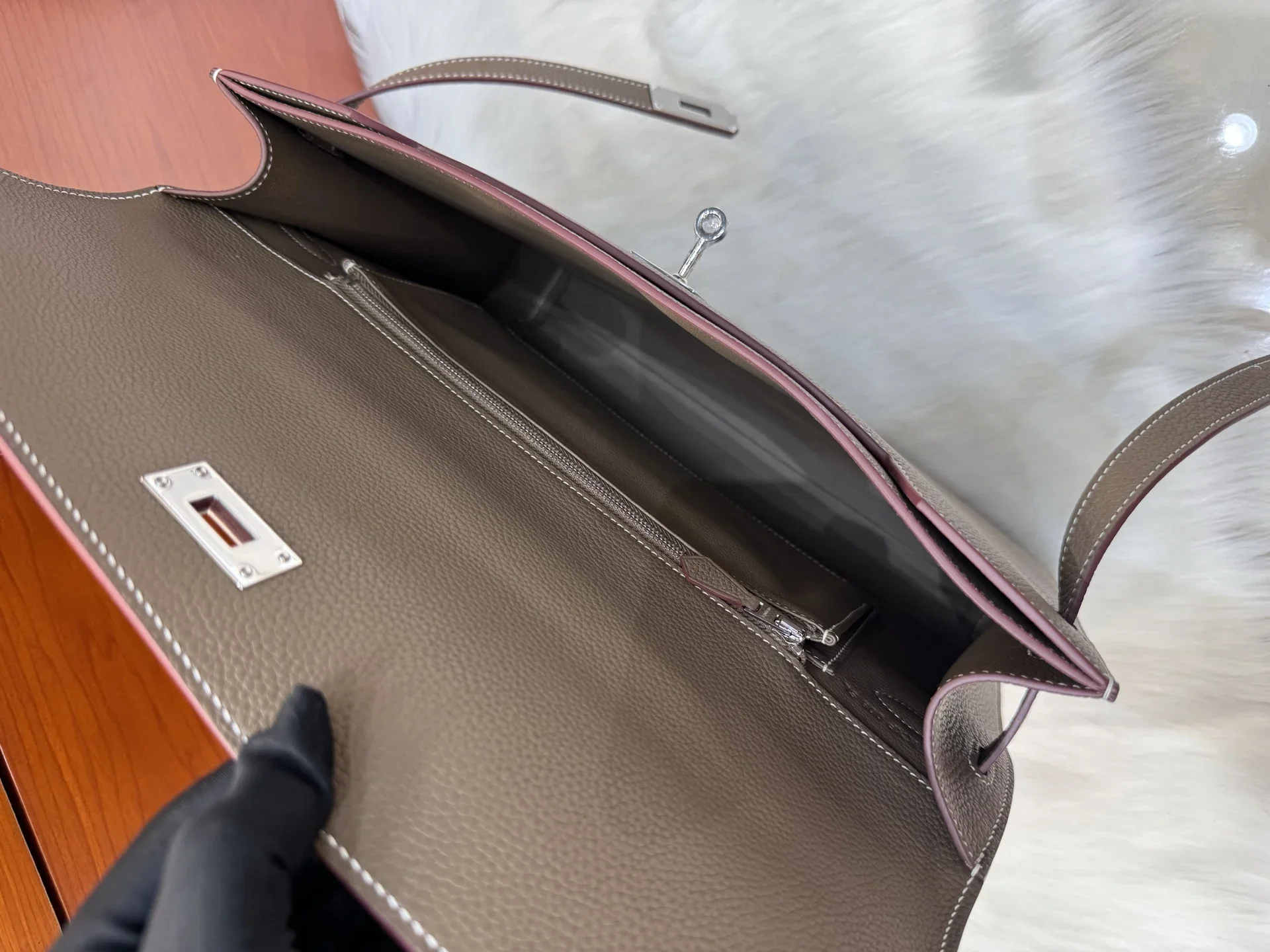 HERMES Briefcases Bags Taupe-Silver 36X29X5CM A850202609090220 - Image 5