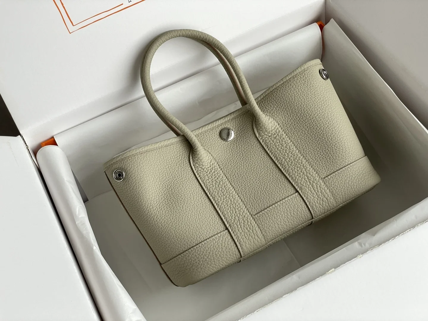 HERMES Totes Bags Togo Leather Beige 23x16x10CM H20202609090281