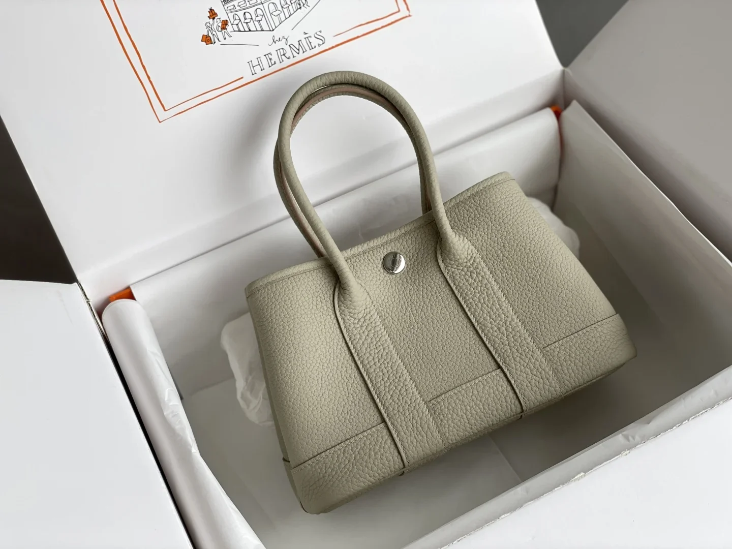 HERMES Totes Bags Togo Leather Beige 23x16x10CM H20202609090281 - Image 2
