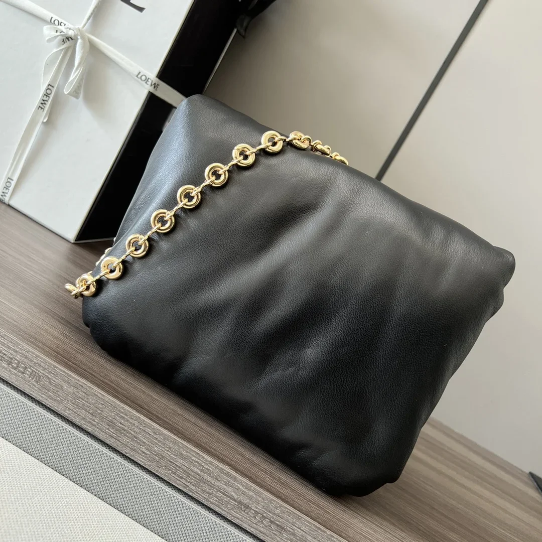 LOEWE Shoulder Bags Nappa Lambskin Black-Gold 23X13X6CM B023202609090310 - Image 3