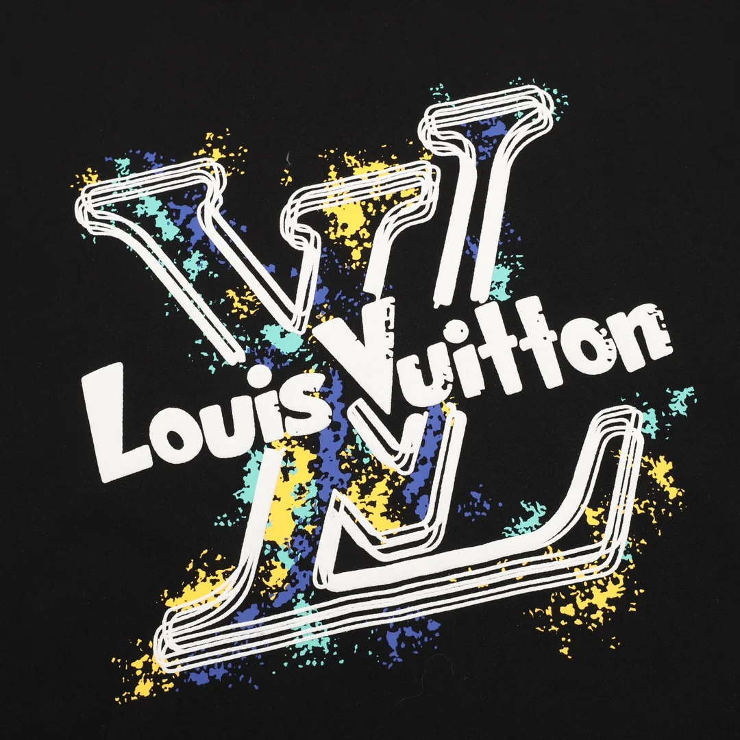 LV T-shirts Cotton Black-White-Yellow-Blue S-XL A20202609080411 - Image 3