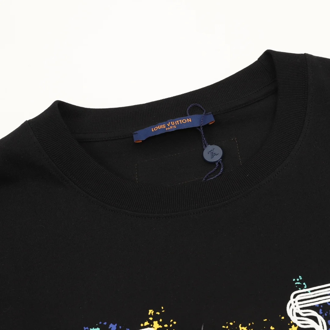LV T-shirts Cotton Black-White-Yellow-Blue S-XL A20202609080411 - Image 4