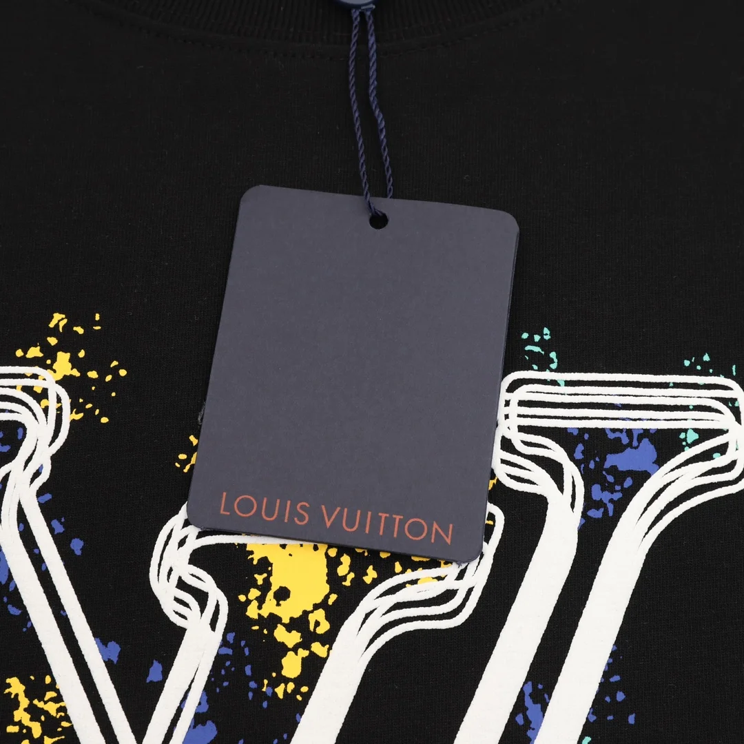 LV T-shirts Cotton Black-White-Yellow-Blue S-XL A20202609080411 - Image 5