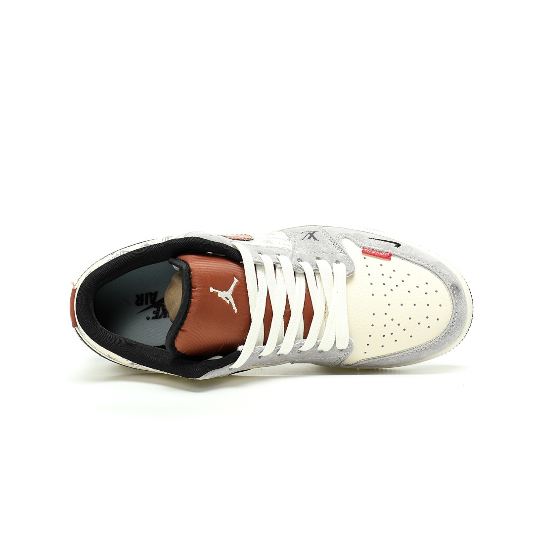 Louis Vuitton x Nike Air Jordan 1 Low OG SP LV Monogram AJ1 TS QL1988-007 - Image 3