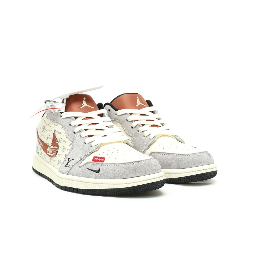 Louis Vuitton x Nike Air Jordan 1 Low OG SP LV Monogram AJ1 TS QL1988-007 - Image 5