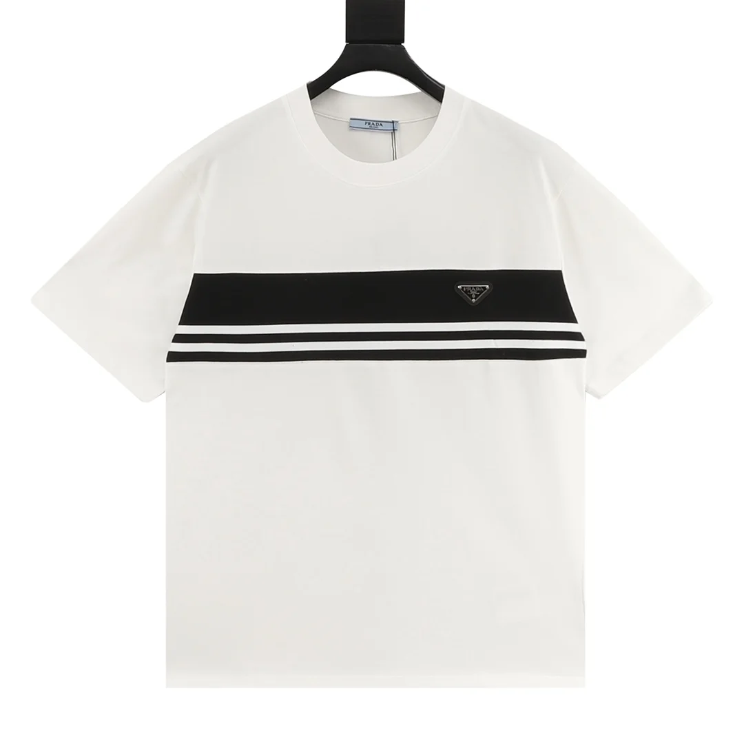 PRADA T-shirts Combed Cotton White-Black S-XL A20202609080395