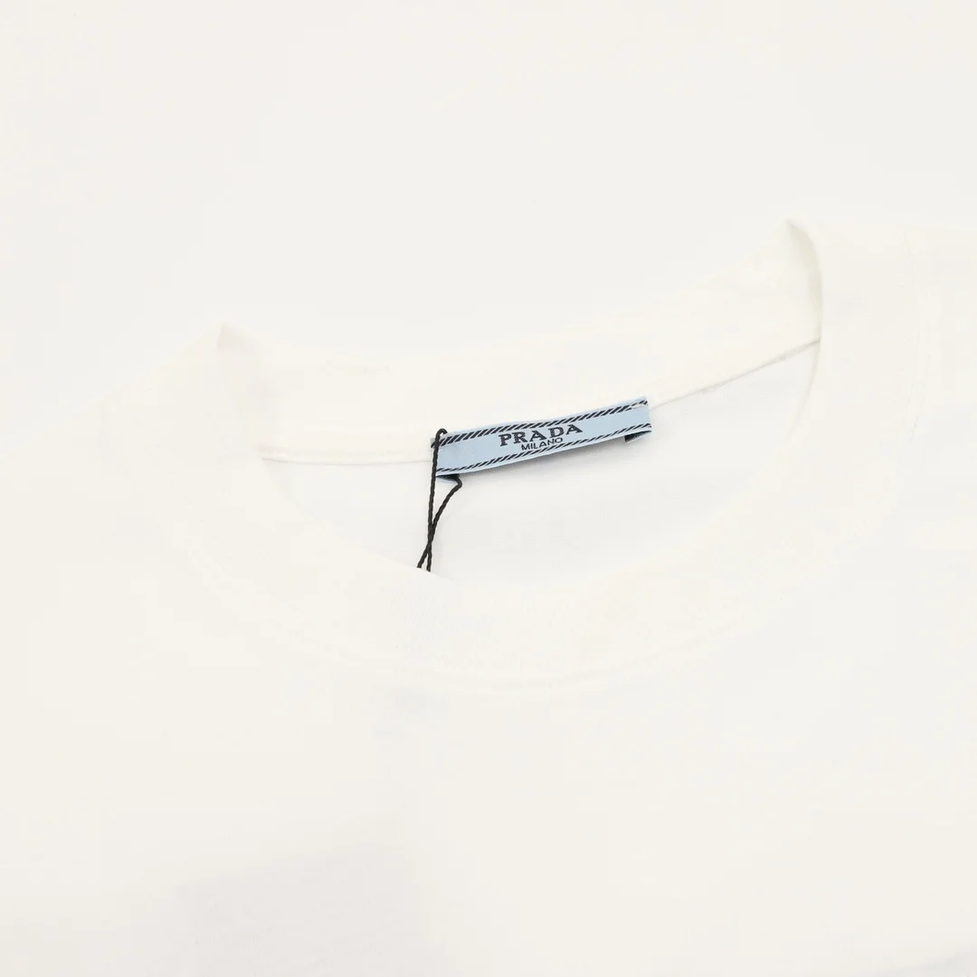 PRADA T-shirts Combed Cotton White-Black S-XL A20202609080395 - Image 3