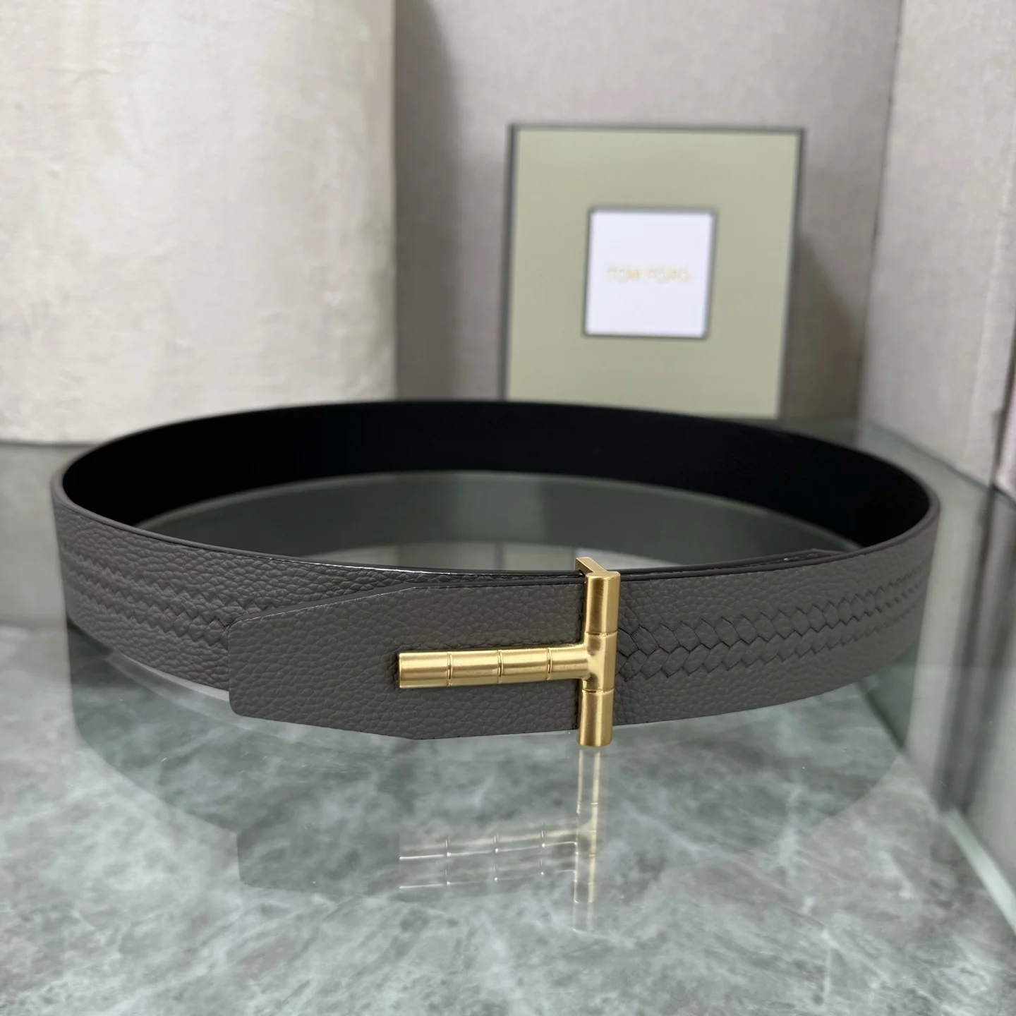 Alternative view of TOM FORD Belts Calf Leather Gray-Gold A70202609070013