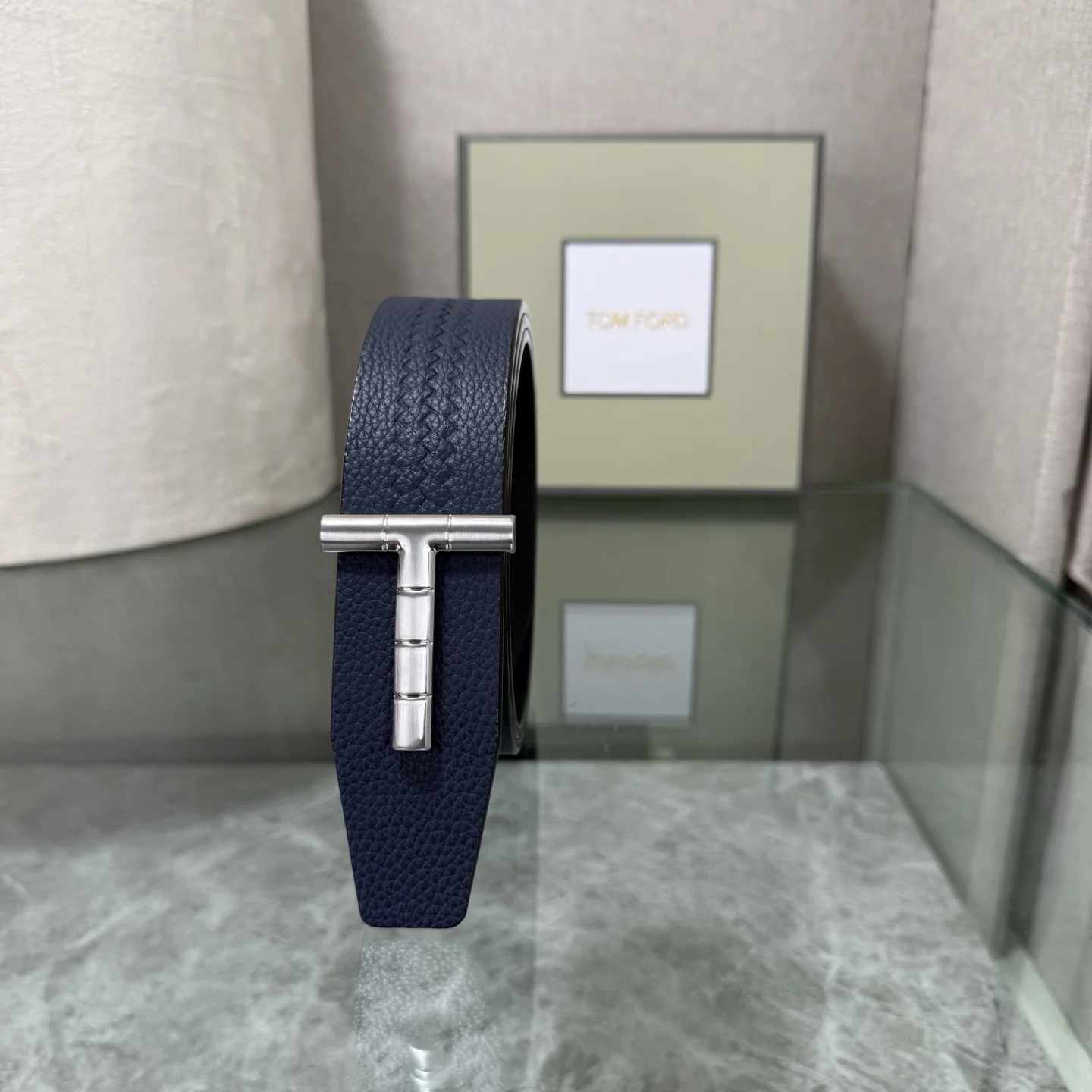 TOM FORD Belts Calfskin Leather Blue-Silver A70202609070016