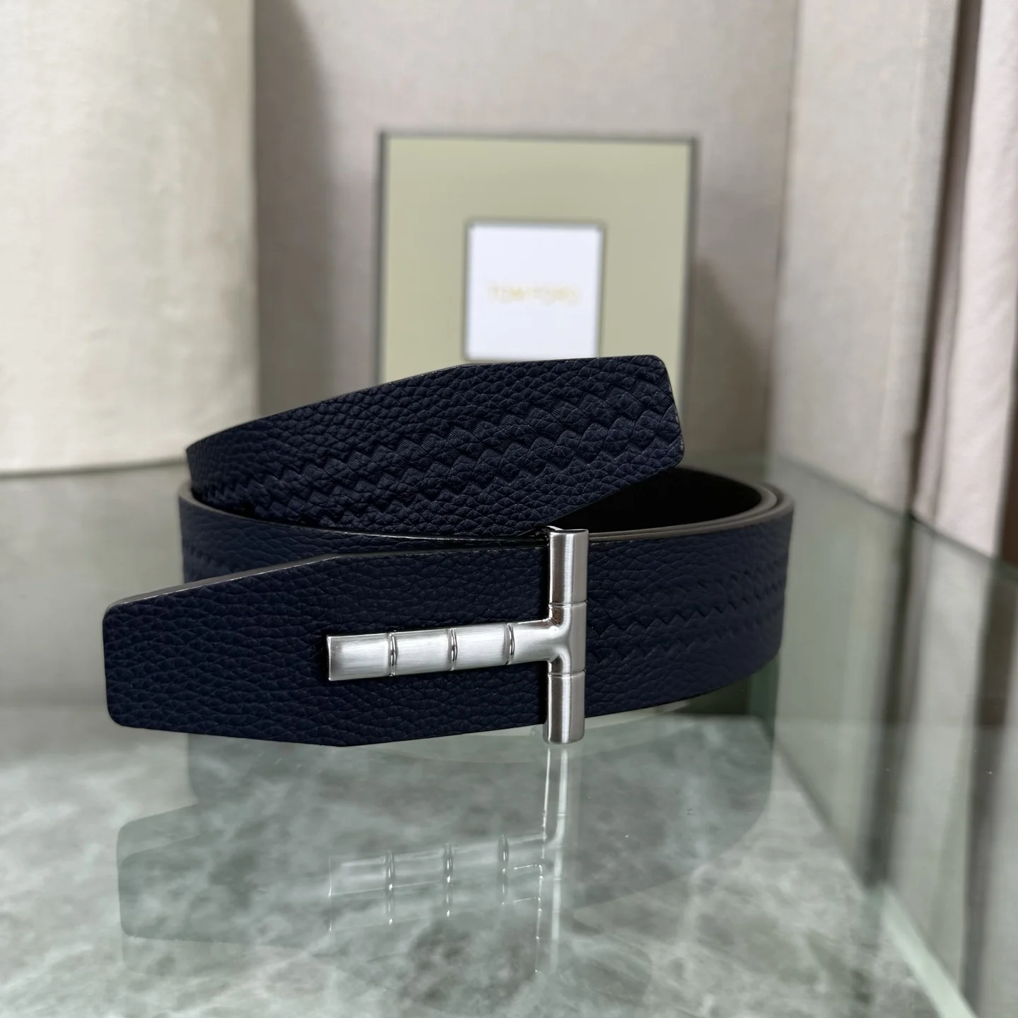 Alternative view of TOM FORD Belts Calfskin Leather Blue-Silver A70202609070016