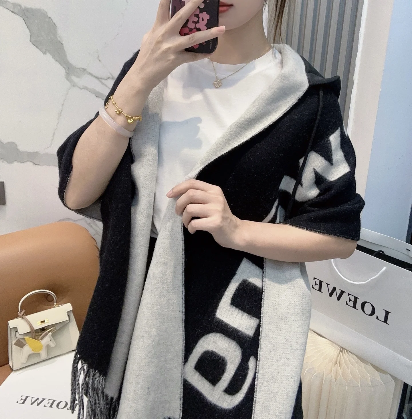 ALEXANDER WANG Scarves Wool Black-Gray 200X50 A6510071220