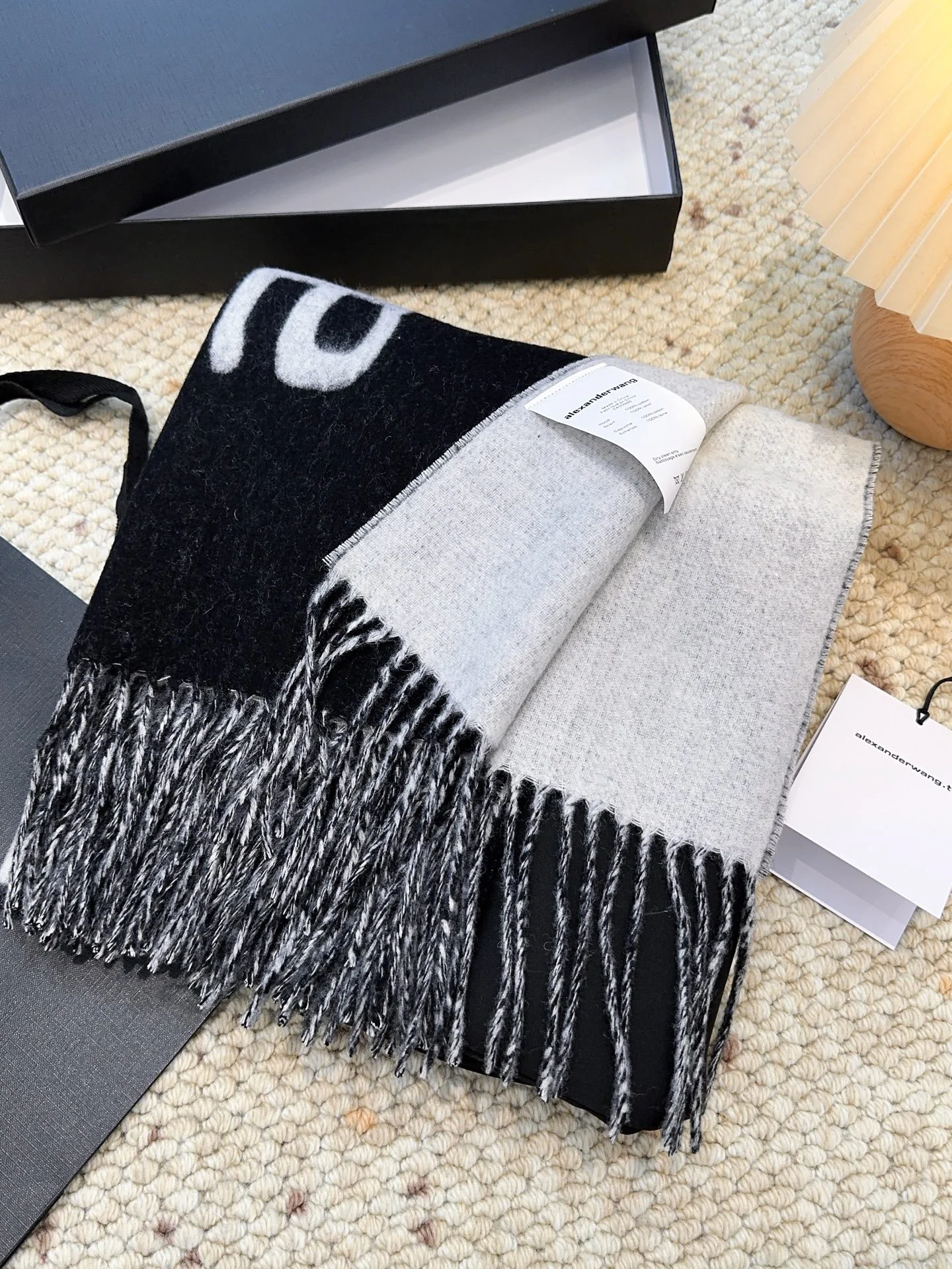 ALEXANDER WANG Scarves Wool Black-Gray 200X50 A6510071220 - Image 3
