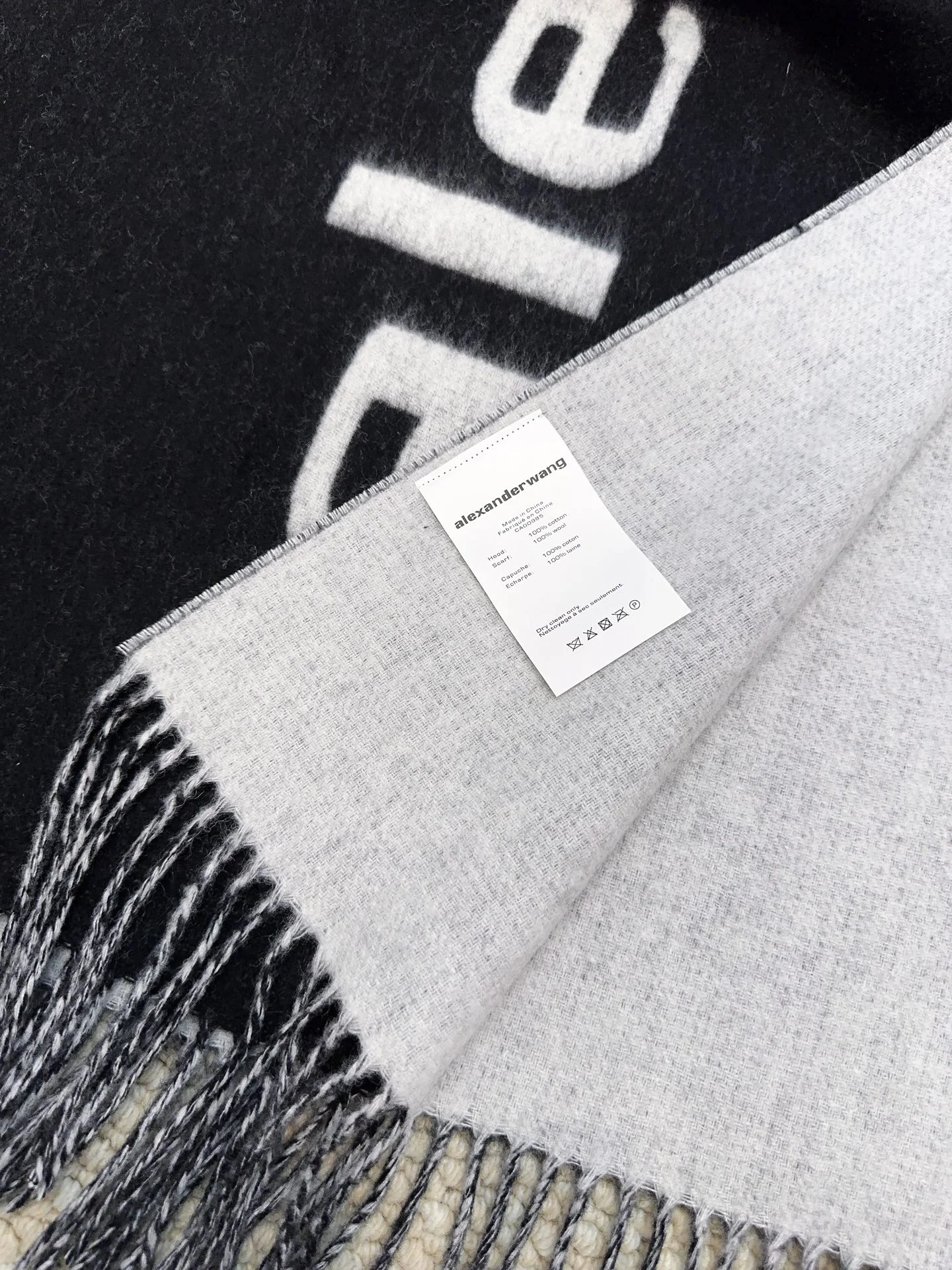 ALEXANDER WANG Scarves Wool Black-Gray 200X50 A6510071220 - Image 4