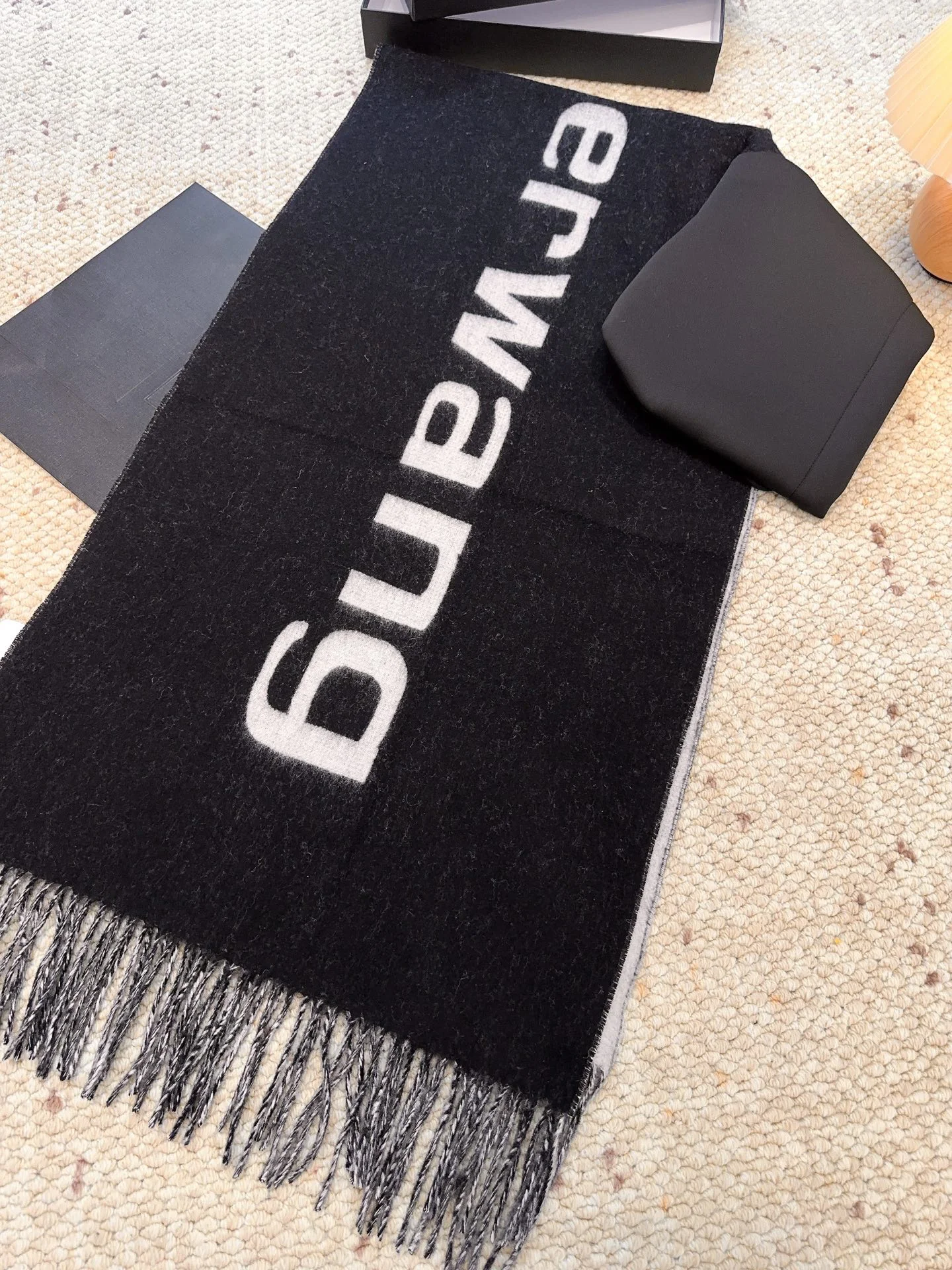 ALEXANDER WANG Scarves Wool Black-Gray 200X50 A6510071220 - Image 6