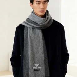 ARMANI Scarves Lambswool Grey-Navy One Size A5510070256