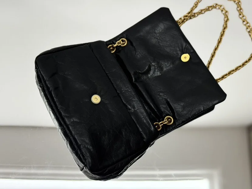 BALENCIAGA Shoulder Bags Soft Calf Leather Black-Gold 24.8X22X12CM E5010065882 - Image 5