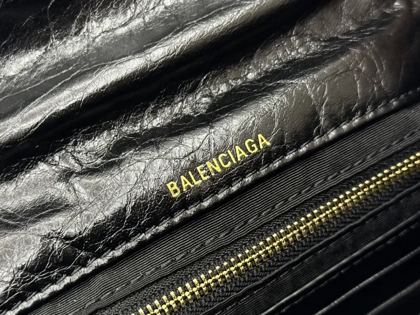 BALENCIAGA Shoulder Bags Soft Calf Leather Black-Gold 24.8X22X12CM E5010065882 - Image 9