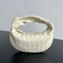 BOTTEGA VENETA Bucket Bags Lambskin Leather White-Gold 23x28x8 E6010061411