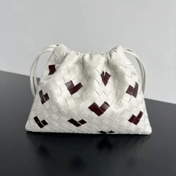 BOTTEGA VENETA Bucket Bags White-Burgundy 32X23CM G8010065351