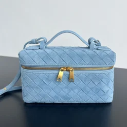 BOTTEGA VENETA Bucket Bags Woven Leather Blue-Gold 22X12.5X5CM H7010064660