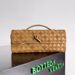 BOTTEGA VENETA Clutches Bags Brown-Gold 31X13X3CM F8010064463
