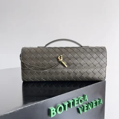 BOTTEGA VENETA Clutches Bags Gray-Gold 31X13X3CM F8010064452