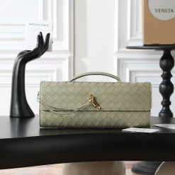 BOTTEGA VENETA Clutches Bags Green-Gold 31X13X3CM F8010064503