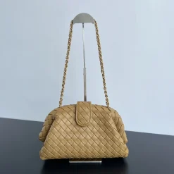 BOTTEGA VENETA Clutches Bags Intrecciato Lambskin Brown-Gold 31.5X16.5X11CM A13010063696