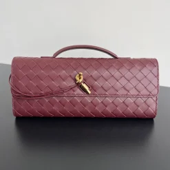 BOTTEGA VENETA Clutches Bags Intrecciato Lambskin Burgundy-Gold 31X13X3CM F8010064269
