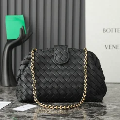 BOTTEGA VENETA Clutches Bags Intrecciato Leather Black-Gold 31.5X16.5X11CM A13010063708