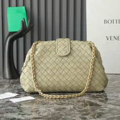 BOTTEGA VENETA Clutches Bags Intrecciato Leather Green-Gold 31.5X16.5X11CM A13010063704
