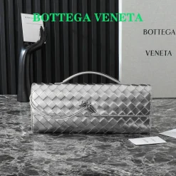 BOTTEGA VENETA Clutches Bags Intrecciato Leather Silver 31X13X3CM F8010064246