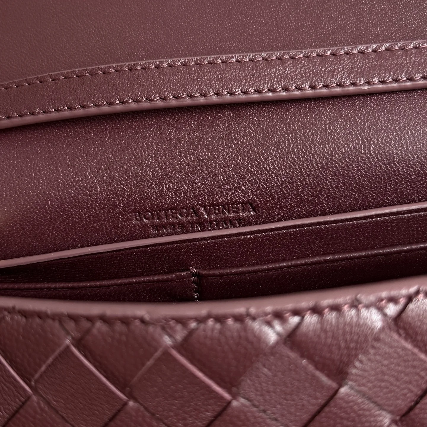 BOTTEGA VENETA Clutches Bags Lamb Leather Burgundy-Gold 24X13.5X7CM G6010065865 - Image 7