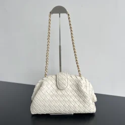 BOTTEGA VENETA Clutches Bags Lamb Leather White-Gold 31.5X16.5X11CM A13010063749